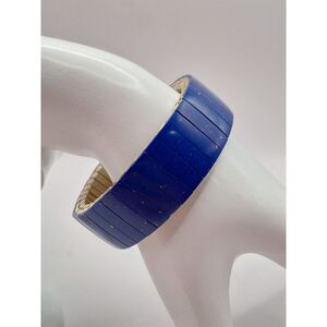 Vintage Retro Style Gold and Blue Epoxy Stretchy Bracelet